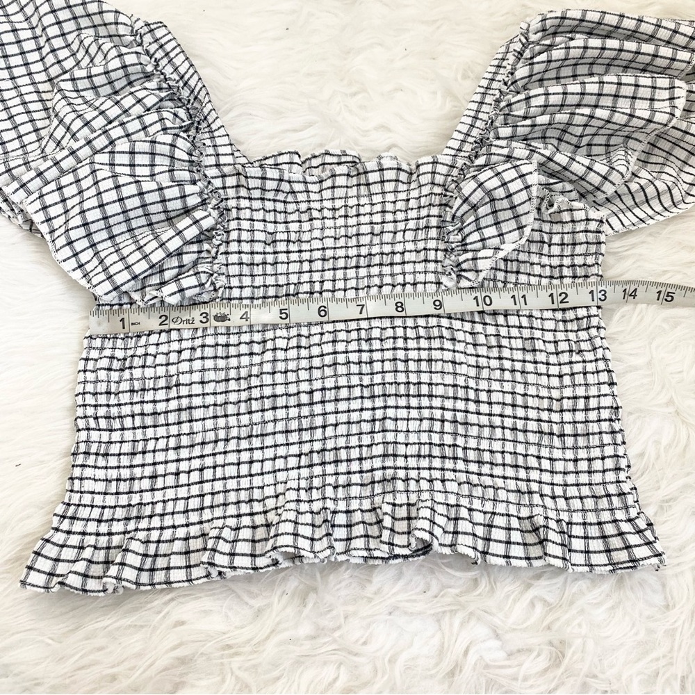 MAEVE BY ANTHROPOLOGY Crinkle Gingham Smoked Crop Top - Picture 4 of 7